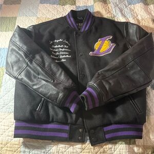 Black and Purple Varsity Jacket with Embroidered Patch
